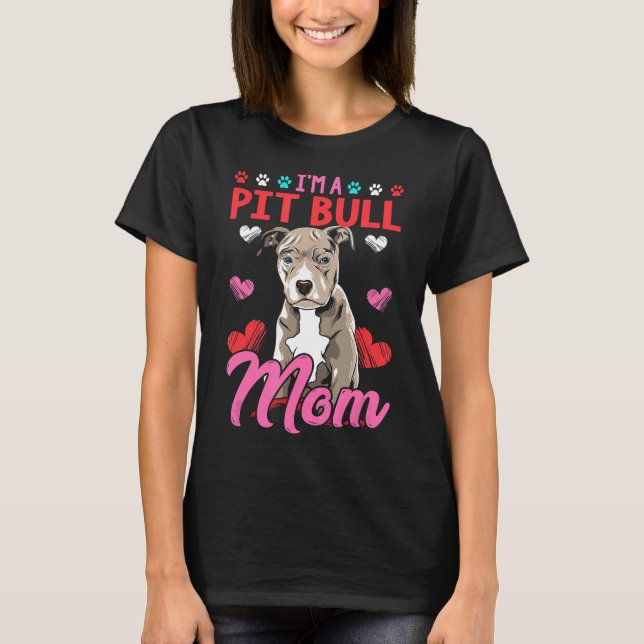 T-shirt Maman Pitbull Maman Chien Pit Bull Cadeau  (Devant)