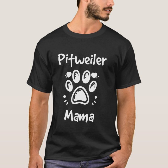 T-shirt Maman Pitweiler drôle Pit Bull Terrier Rottweiler  (Devant)