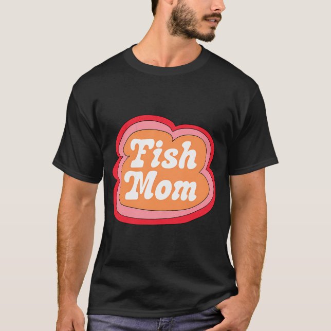T-shirt Maman Poisson (Orange sur Rose) (Devant)