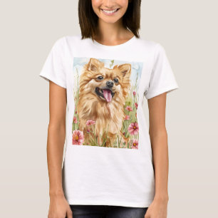 T-shirt Maman Poméranien – Aquarelle