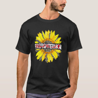 T-shirt Maman Pompier Retour Le Tournesol Rouge Heureux Mo