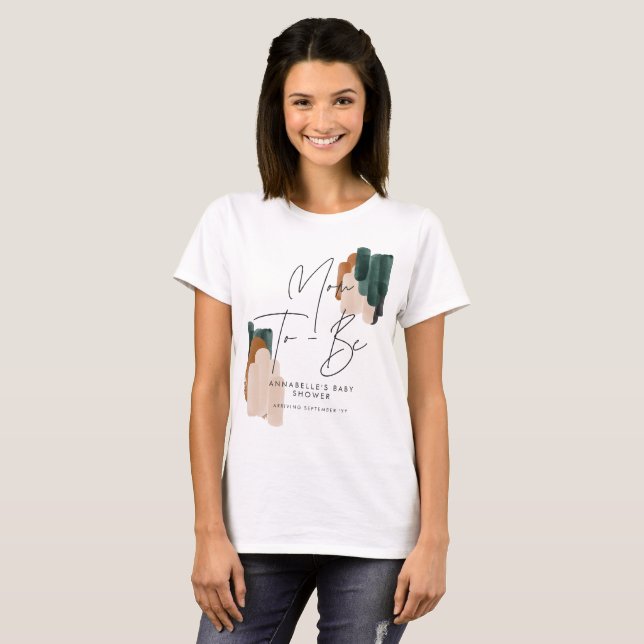 T-shirt Maman pour être moderne terre cuite vert noir pein (Devant entier)