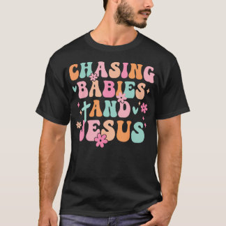 T-shirt Maman poursuivant les bébés et Jésus Religieux Chr