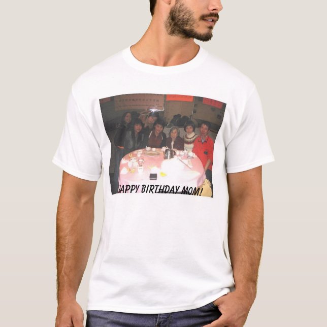 T-shirt maman présente, maman de joyeux anniversaire ! (Devant)