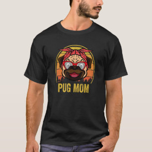 T-shirt Maman Pug Lunettes de Soleil Vintage Humour Chien