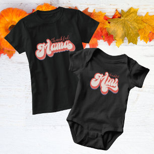 T-shirt Maman Reconnaissante Typographie Rétro Automne Ros
