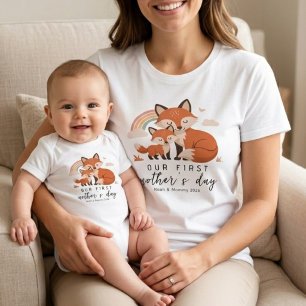 T-shirt Maman Renard Bébé Premier Jour de la Fête des Mère
