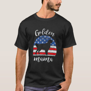 T-shirt Maman Retriever doré Drapeau Américain Femme Crème