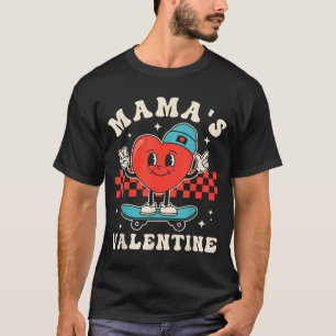 T-shirt Maman rétro groovy est valentine mignon coeur garç