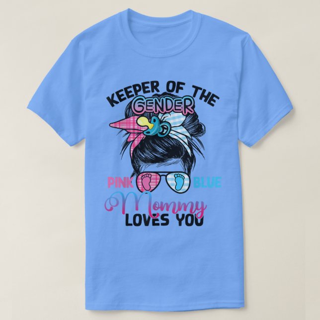 T-shirt Maman rose ou bleu vous aime Messy Bun lunettes Ge (Design devant)