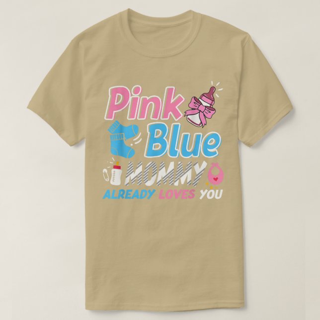 T-shirt Maman Rose Ou Bleue Aime Toi Bébé Genre Révéler (Design devant)