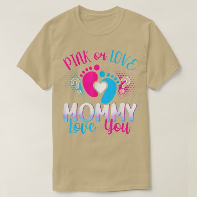 T-shirt Maman Rose Ou Bleue Aime Toi Bébé Genre Révéler Pa (Design devant)
