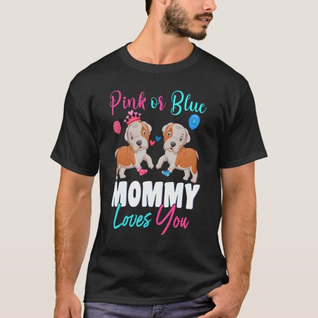 T-shirt Maman Rose Ou Bleue Aime Vous Chiens Bébé Genre Ré (Devant)