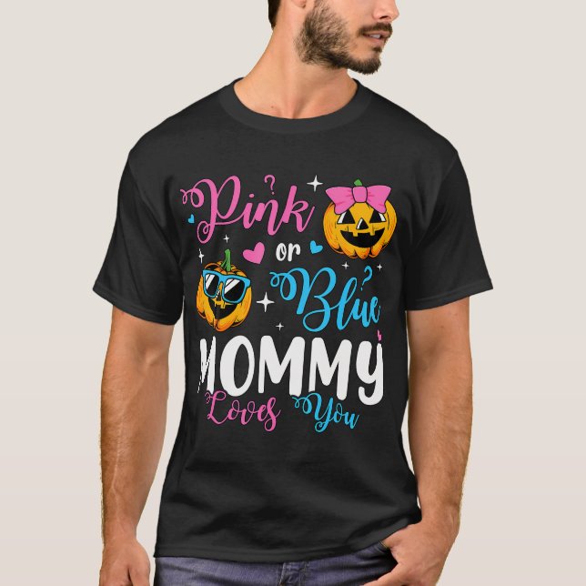 T-shirt Maman Rose Ou Bleue Aime Vous Citrouille Genre Rév (Devant)