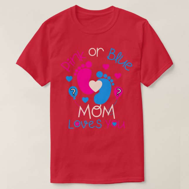 T-shirt Maman Rose Ou Bleue Vous Aime Bébé Genre Reveal Pa (Design devant)