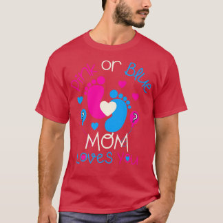 T-shirt Maman Rose Ou Bleue Vous Aime Bébé Genre Reveal Pa