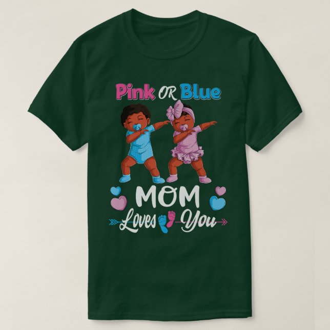 T-shirt Maman Rose Ou Bleue Vous Aime Bébé Noir Genre Reve (Design devant)