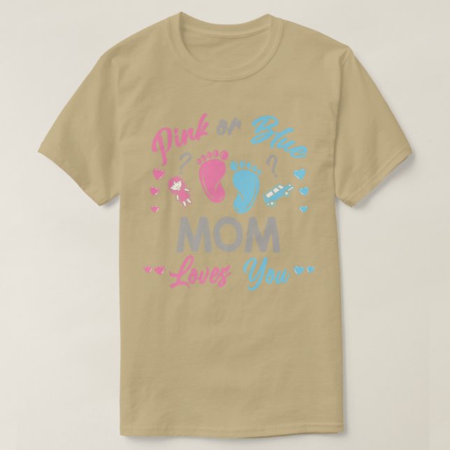 T-shirt Maman Rose Ou Bleue Vous Aime Révéler Le Sexe (Design devant)