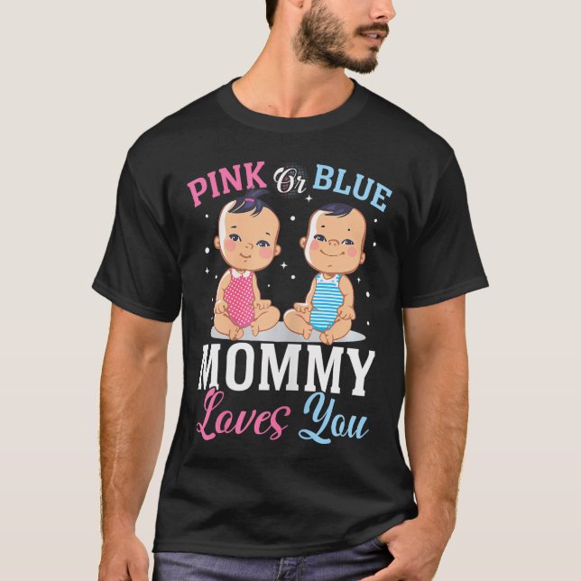T-shirt Maman Rose Ou Bleue Vous Aime Sexe Révéler Announc (Devant)