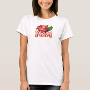 T-shirt Maman & Rose Rouge avec Gouttes de Rosée