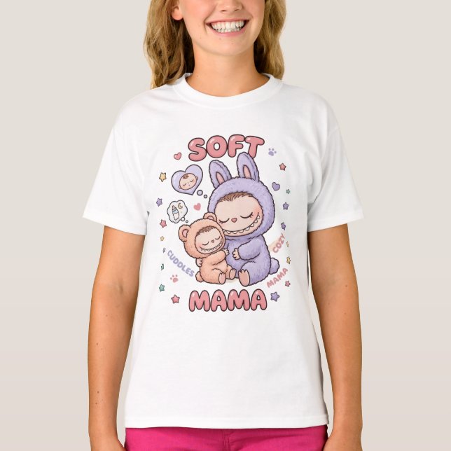 T-shirt Maman Sci-Fi Mignonne et Bébé Astronaute Design (Devant)