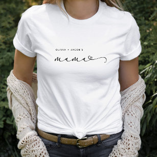 T-shirt Maman   Script chic et coeur avec des noms d'enfan