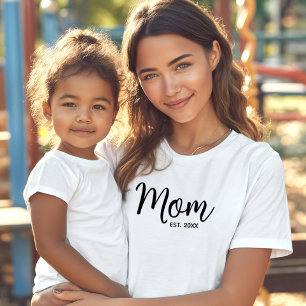 T-shirt Maman Script noir Date d'établissement Date minima