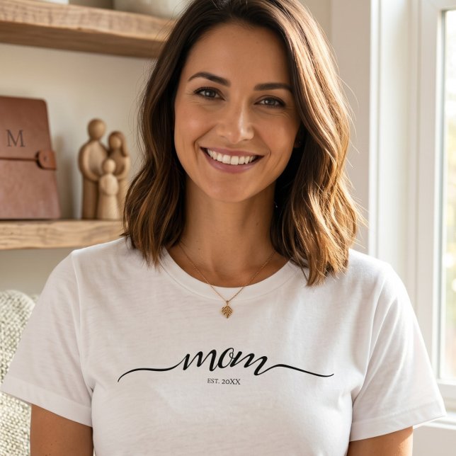 T-shirt Maman Script Personnalisé Année de Référence Mère  (Créateur téléchargé)