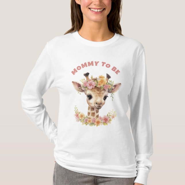 T-shirt Maman sera Giraffe mignonne attendez un Baby showe (Devant)