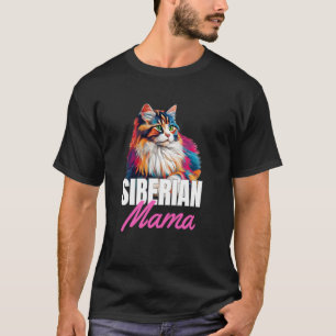 T-shirt Maman Sibérienne Femme Propriétaire de Chat Coloré