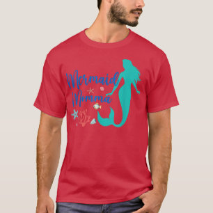 T-shirt Maman Sirène Filles Fêtant leur Anniversaire Famil