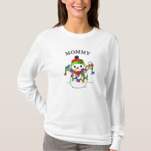 T-shirt Maman Snowman mignon Noël Whimsical