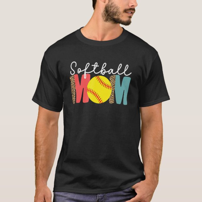 T-shirt Maman Softball Léopard Pour Femmes Attrapeuse Lanc (Devant)