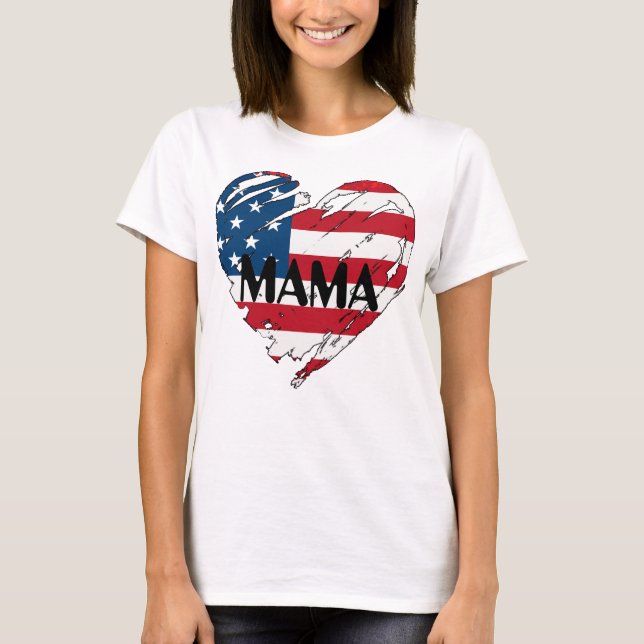 T-shirt Maman Surdimensionnée Fier USA maman militaire mam (Devant)