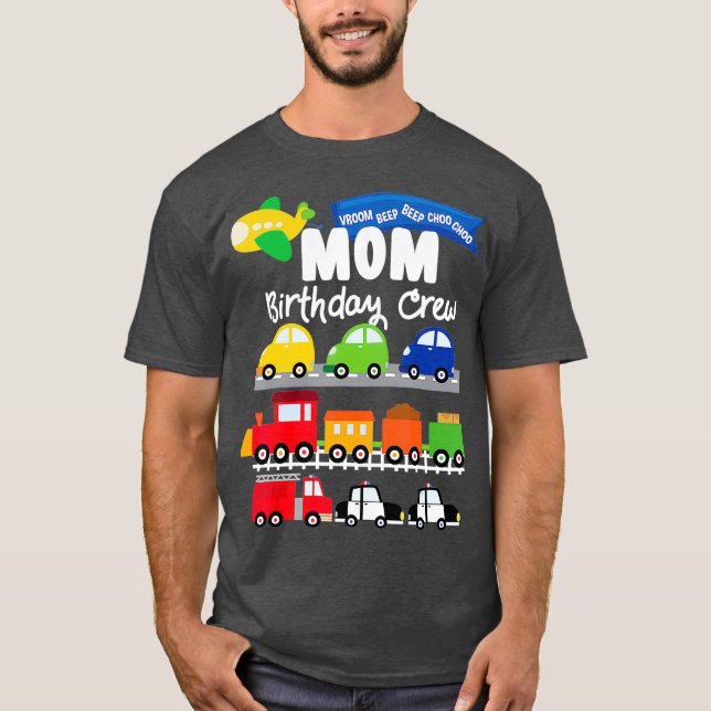 T-shirt Maman Transport Anniversaire Avion Cars incendie (Devant)