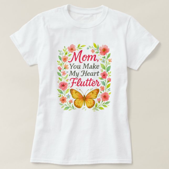 T-shirt Maman, tu fais mon coeur flotter blanc (Design devant)