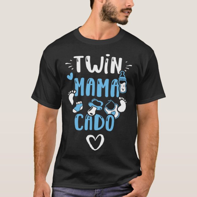T-shirt Maman Twin Mama Cado Baby Boy Sayings (Devant)