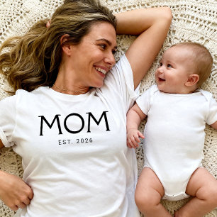 T-shirt Maman Typographie Classique Établie