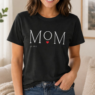 T-shirt Maman Typographie de cœur établie Noir