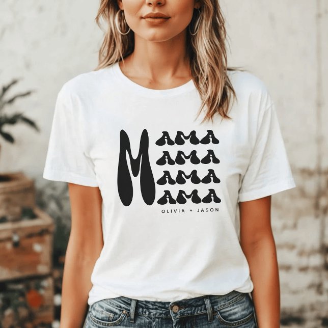 T-shirt Maman | Typographie rétro Enfants Noms mère (Créateur téléchargé)