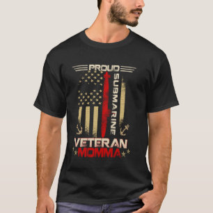 T-shirt Maman vétéran de sous-marin fier Drapeau américain