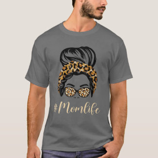 T-shirt Maman Vie, Amusante Mama Design Motif Léopard Verr