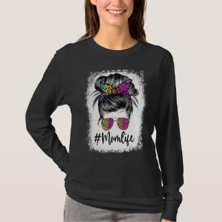 T-shirt Maman Vie Bleached Maman Vie Leopard Messy Bun