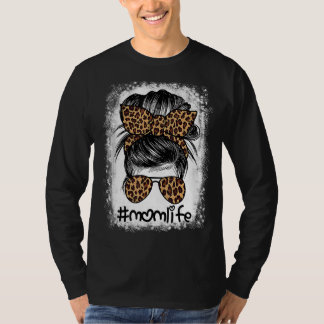 T-shirt Maman Vie Bleached Maman Vie Leopard Messy Bun 1