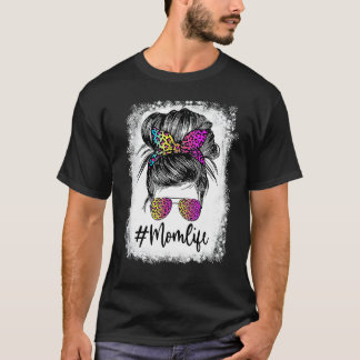 T-shirt Maman Vie Bleached Maman Vie Leopard Messy Bun 11
