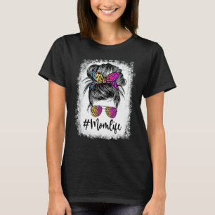 T-shirt Maman Vie Bleached Maman Vie Leopard Messy Bun 11