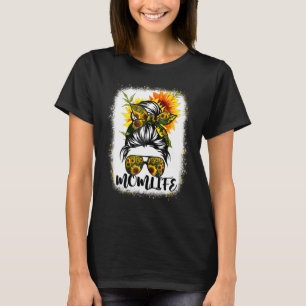 T-shirt Maman Vie Bleached Mère Vie Tournesol Messager Bun