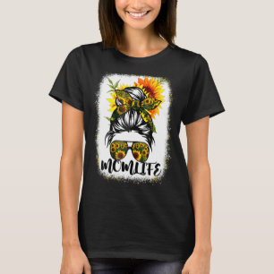T-shirt Maman Vie Bleached Mère Vie Tournesol Messager Bun