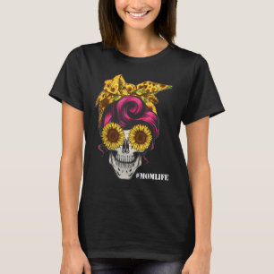 T-shirt Maman Vie Crâne Tournesol Femmes Fête des mères