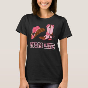 T-shirt Maman Vie Femme Mignonne Pays Fille Bottes Bling